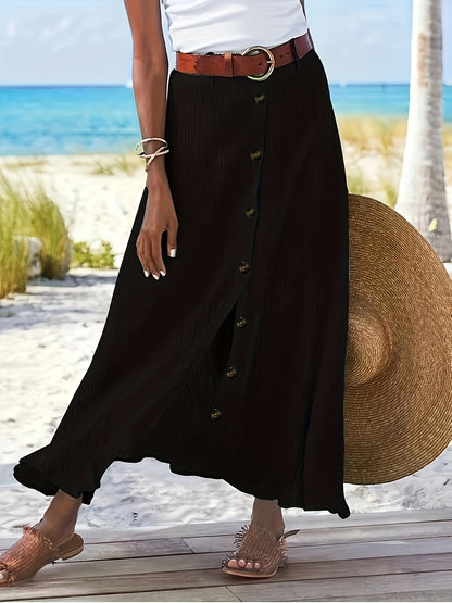 Montarello Button Front A-Line Maxi Skirt Women's