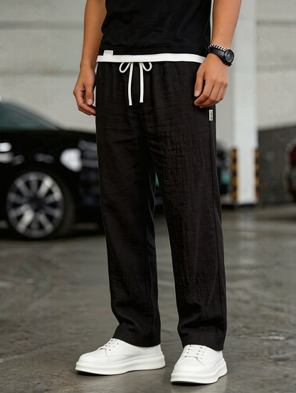 Montarello Men’s Linen-Look Relaxed Drawstring Trousers