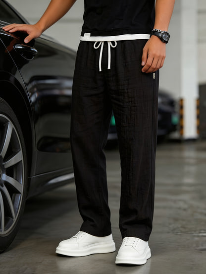 Montarello Men’s Linen-Look Relaxed Drawstring Trousers