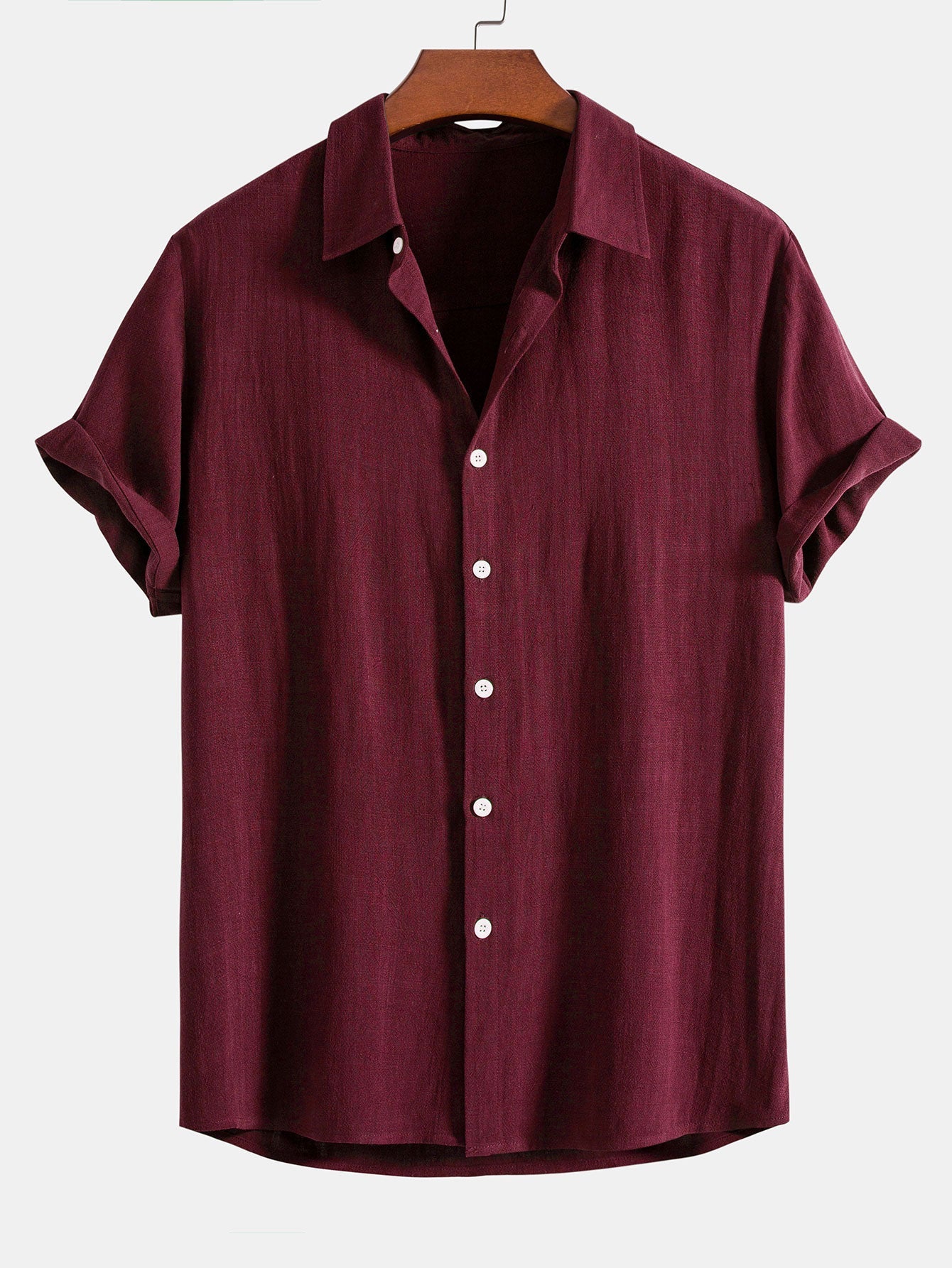 Montarello Men's Linen-Look Short Sleeve Shirt Button-Up