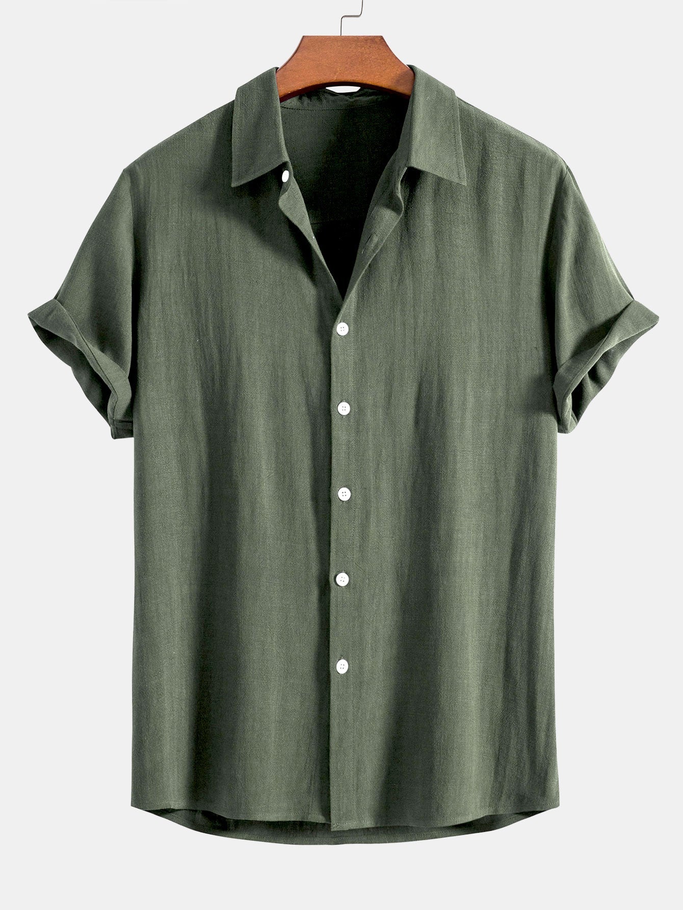 Montarello Men's Linen-Look Short Sleeve Shirt Button-Up