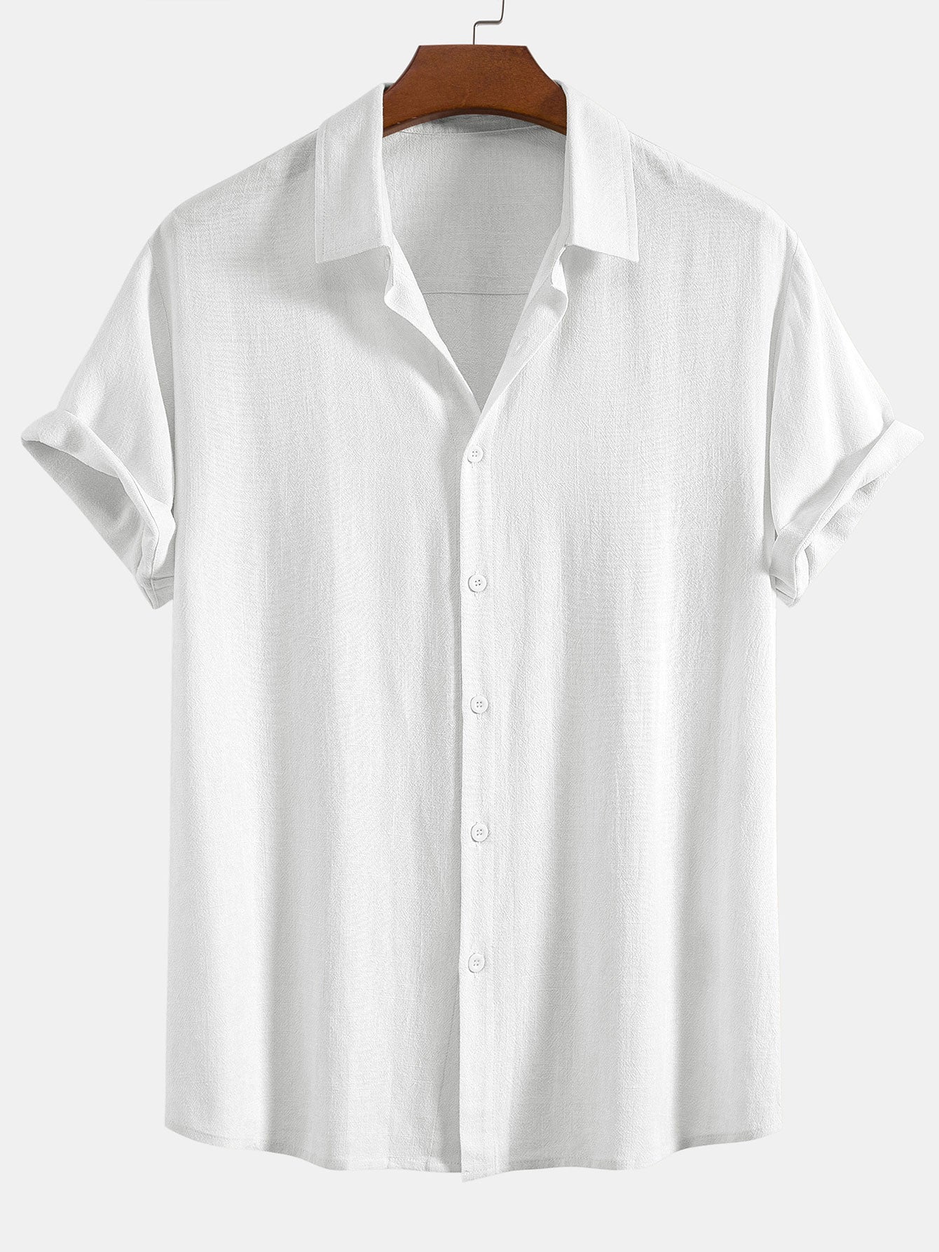 Montarello Men's Linen-Look Short Sleeve Shirt Button-Up
