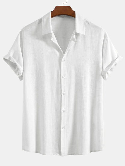 Montarello Men's Linen-Look Short Sleeve Shirt Button-Up