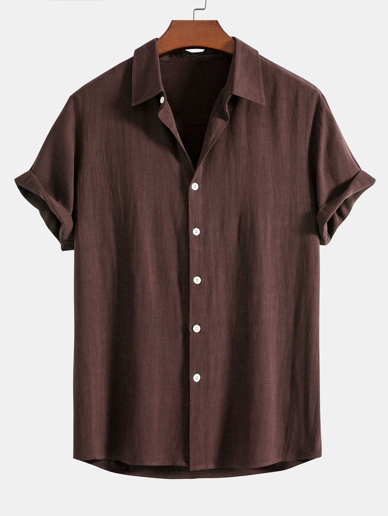 Montarello Men's Linen-Look Short Sleeve Shirt Button-Up