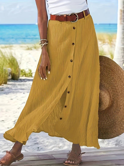 Montarello Button Front A-Line Maxi Skirt Women's
