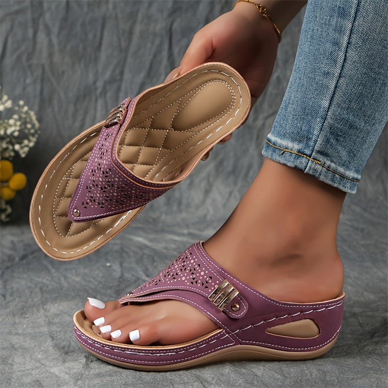 Montarello Women's Beaded Platform Wedge Thong Sandals