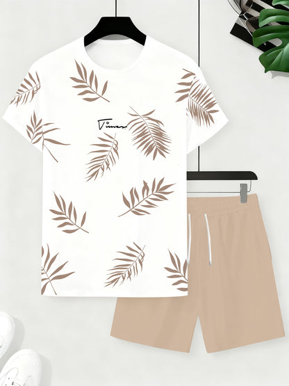 Montarello Palm Print Men's T-Shirt & Shorts Set