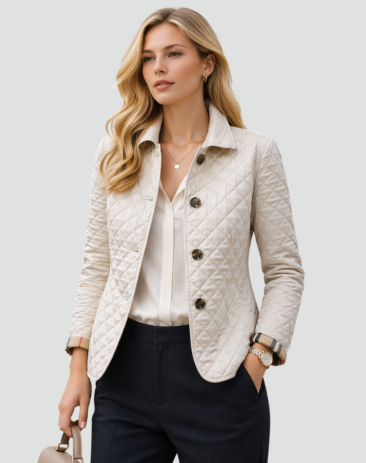 Montarello Women's Quilted Jacket Collared Button Front