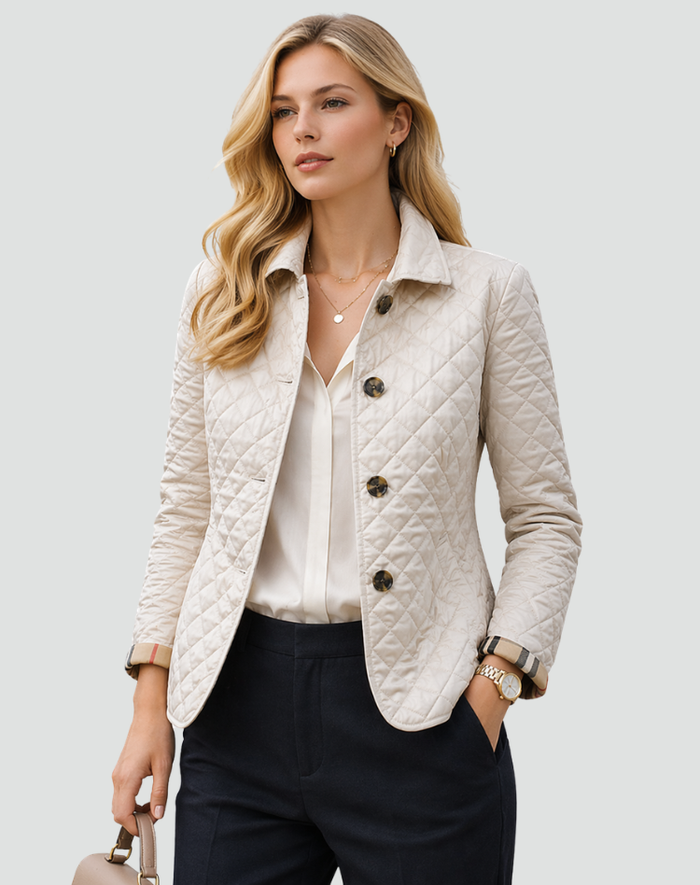 Montarello Women's Quilted Jacket Collared Button Front