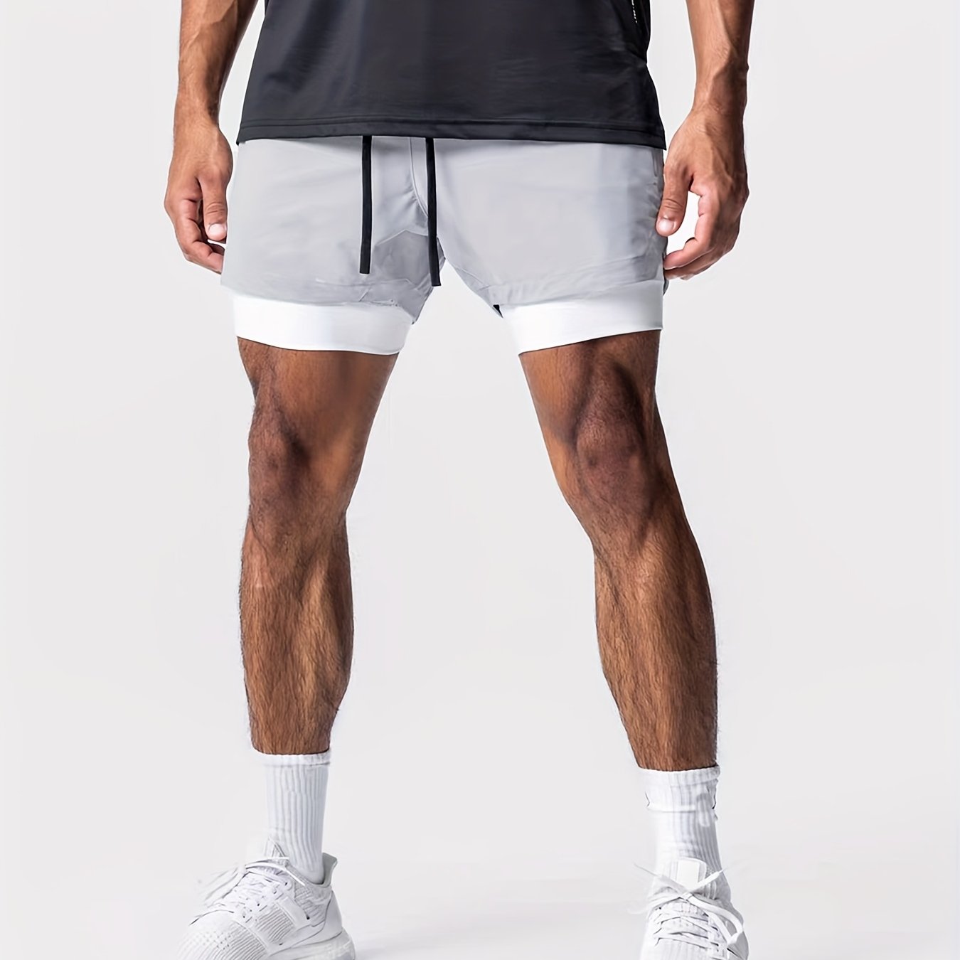 Montarello Men's 2-in-1 Compression Lined Gym Shorts with Zip Pocket