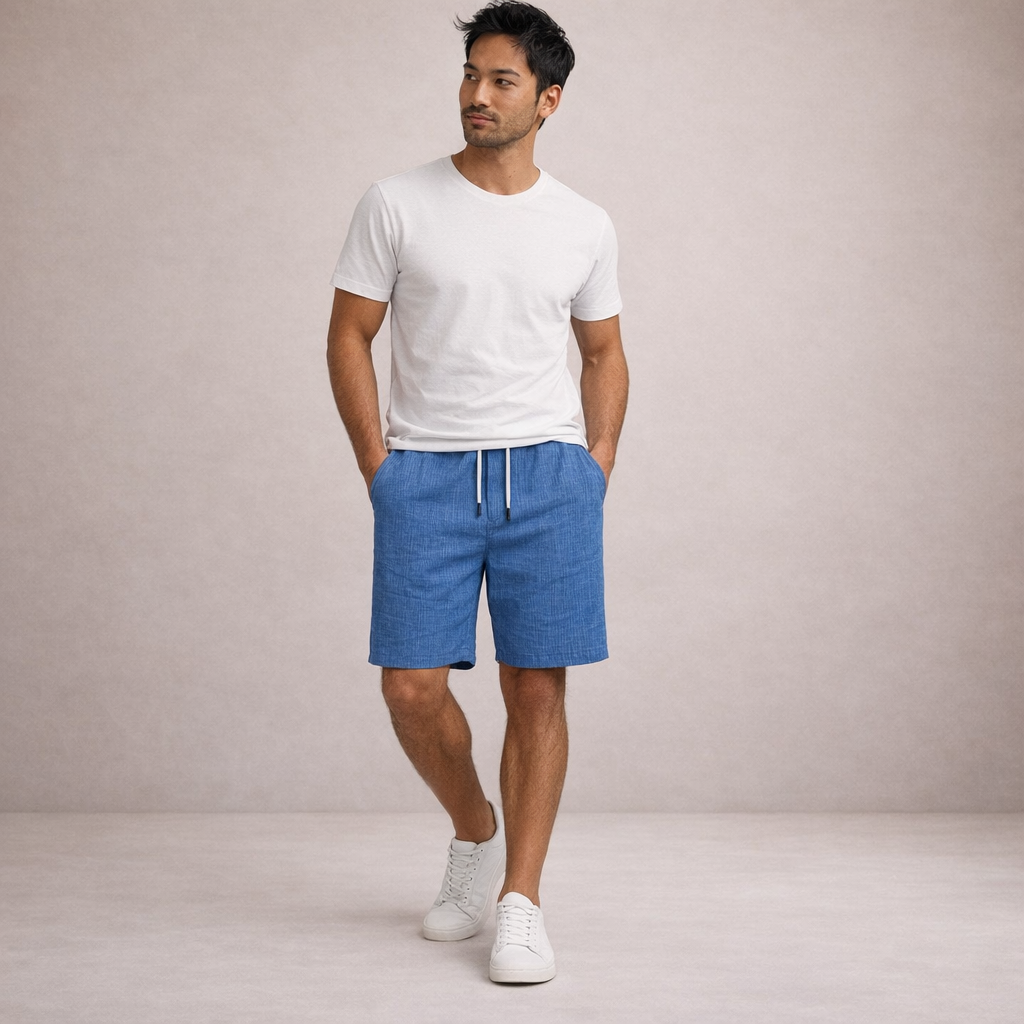 Shorts à cordon de serrage effet lin coupe régulière Montarello pour homme