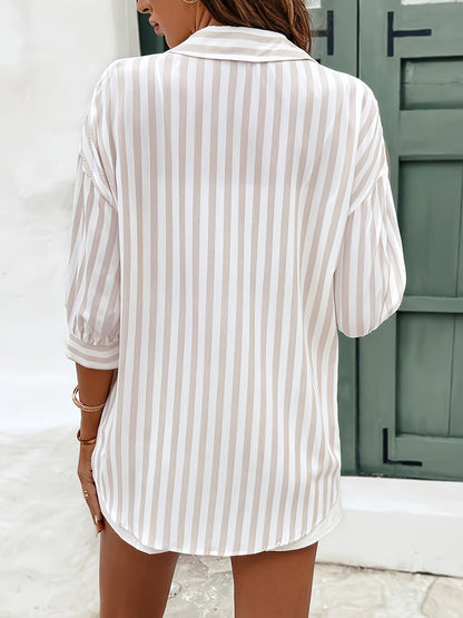 Montarello Striped Women's Oversized Button-Up Shirt