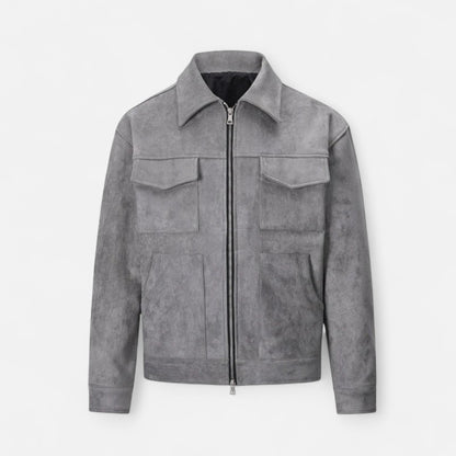 Montarello Men's Suede-Look Jacket with Relaxed Fit