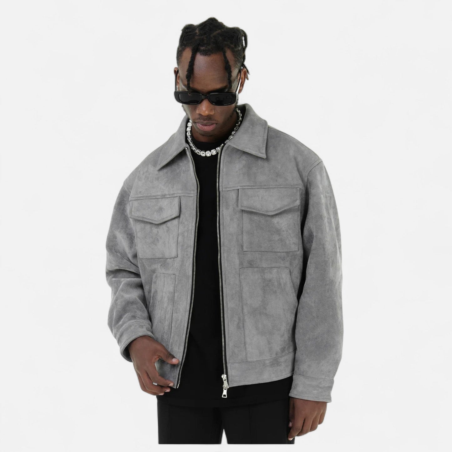 Montarello Men's Suede-Look Jacket with Relaxed Fit