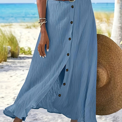 Montarello Button Front A-Line Maxi Skirt Women's