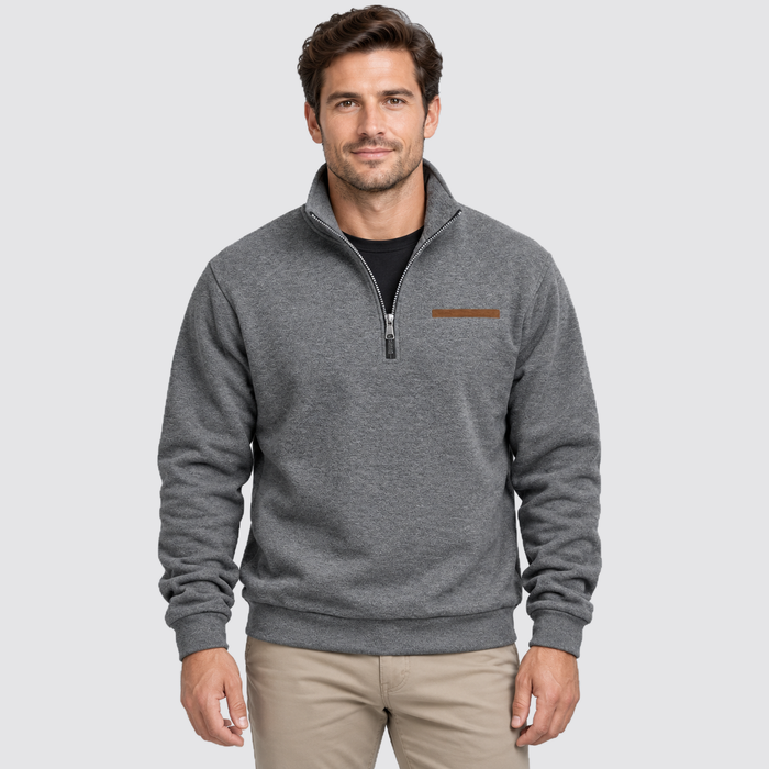 Montarello fleece quarter zip sweatshirt — Dark grey — front