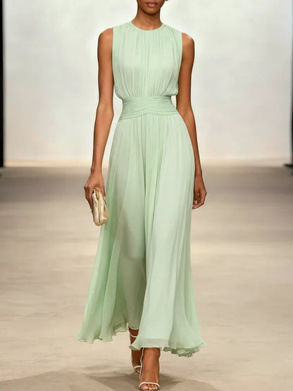 Montarello Women's Chiffon Sleeveless Maxi Dress A-Line