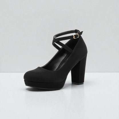 Montarello Velvet Cross-Strap Block Heels
