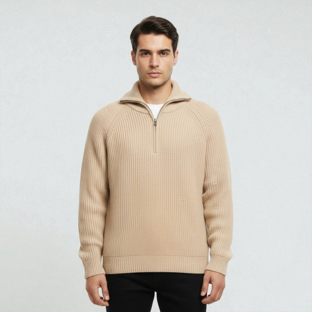 Montarello Half-Zip Ribbed Knit Sweater
