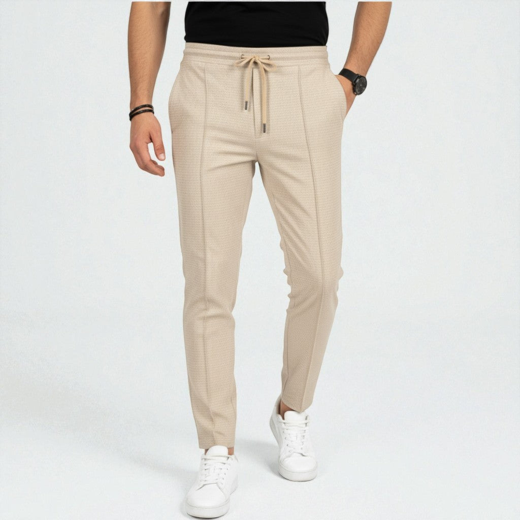 Montarello Textured Smart-Casual Drawstring Trousers