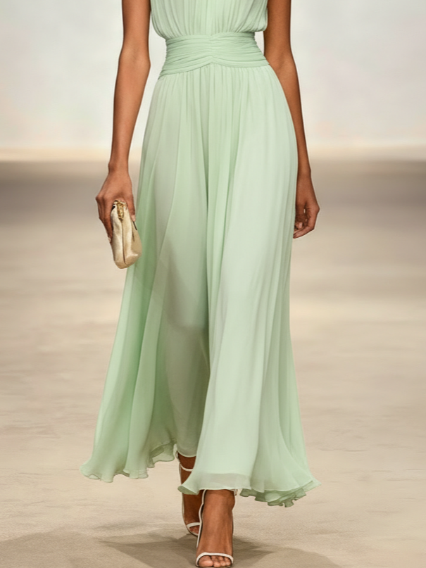 Montarello Women's Chiffon Sleeveless Maxi Dress A-Line