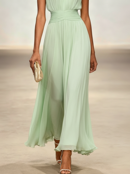 Montarello Women's Chiffon Sleeveless Maxi Dress A-Line