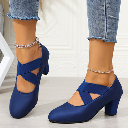 Montarello Cross Strap Women's Block Heel Pumps