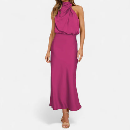 Montarello Women’s Satin Sleeveless Long Dress
