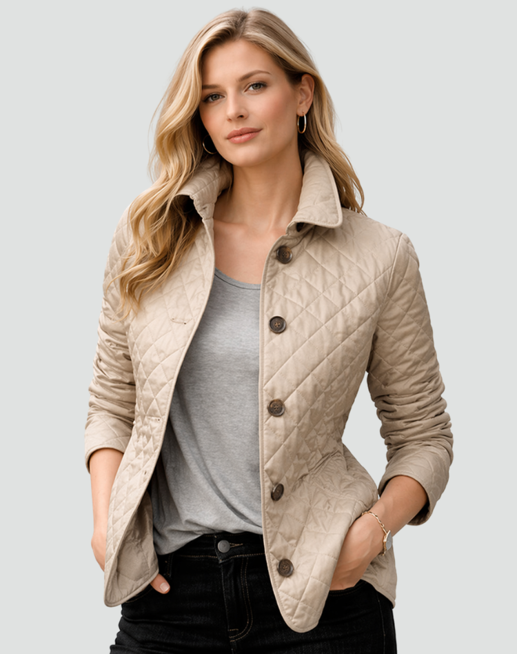 Montarello Women's Quilted Jacket Collared Button Front