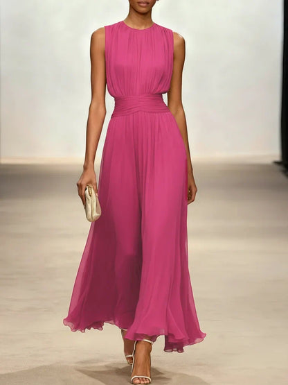 Montarello Women's Chiffon Sleeveless Maxi Dress A-Line