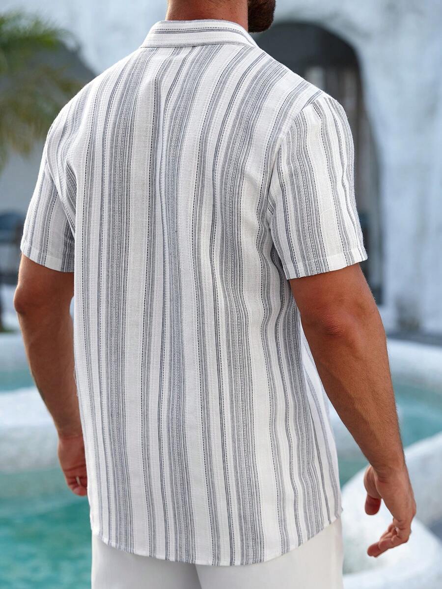 Montarello Men's Striped Linen-Look Shirt