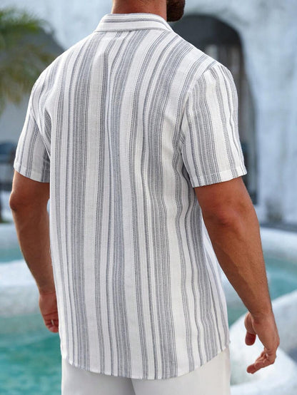 Montarello Men's Striped Linen-Look Shirt