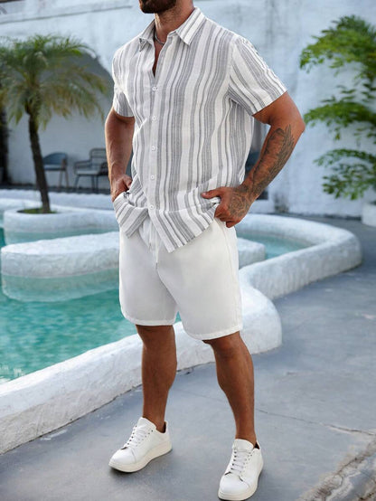 Montarello Men's Striped Linen-Look Shirt