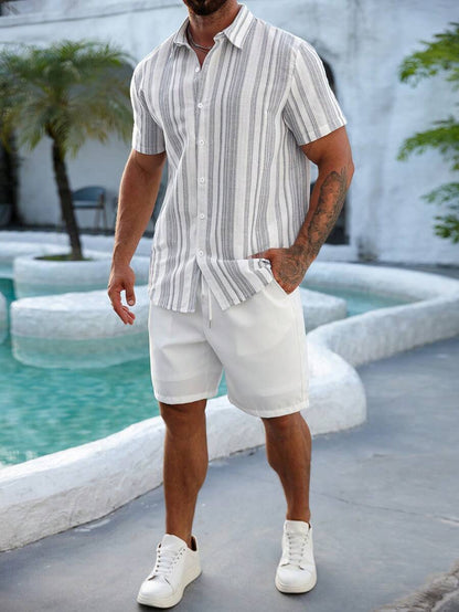 Montarello Men's Striped Linen-Look Shirt