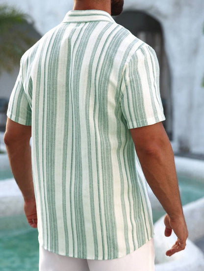 Montarello Men's Striped Linen-Look Shirt