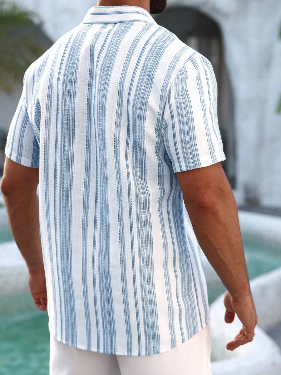 Montarello Men's Striped Linen-Look Shirt