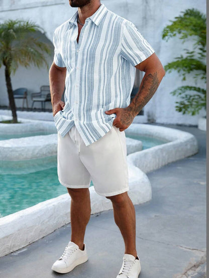 Montarello Men's Striped Linen-Look Shirt