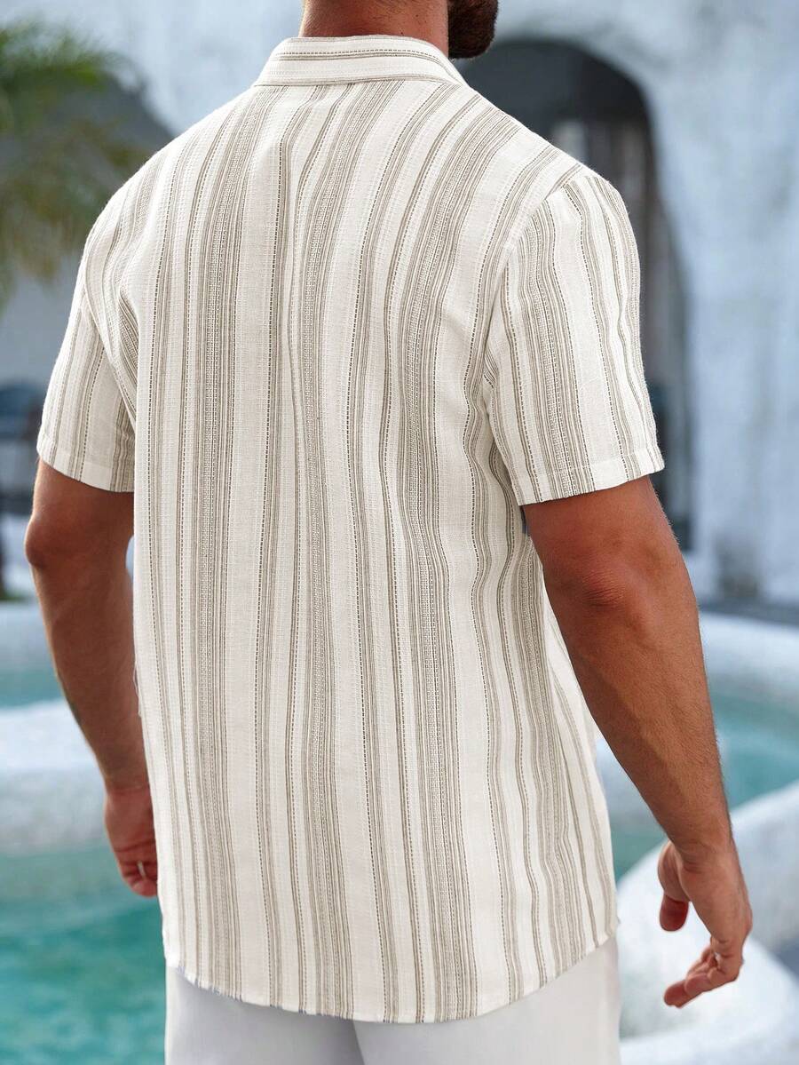 Montarello Men's Striped Linen-Look Shirt