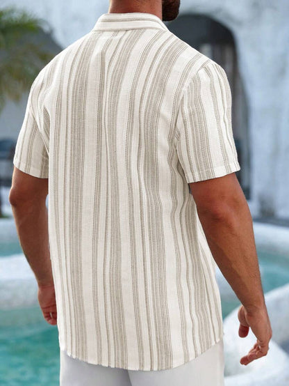 Montarello Men's Striped Linen-Look Shirt