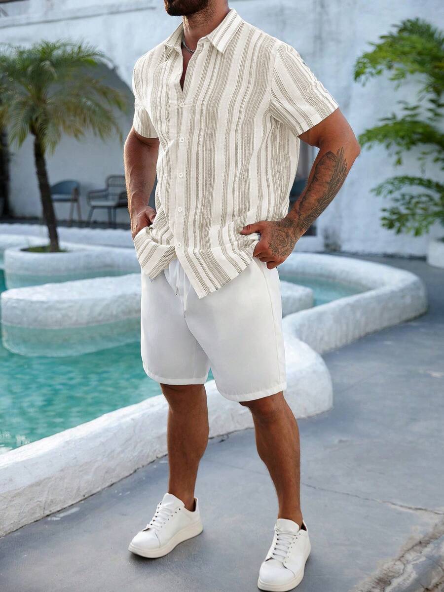Montarello Men's Striped Linen-Look Shirt