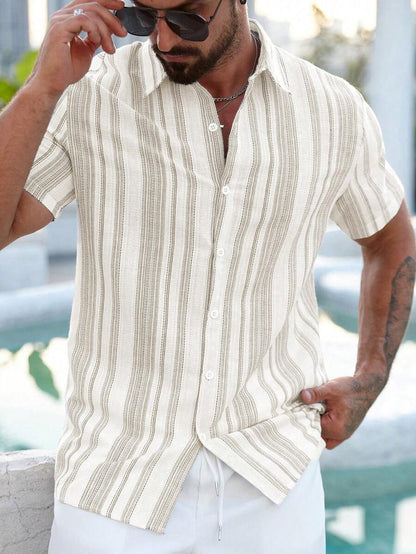 Montarello Men's Striped Linen-Look Shirt