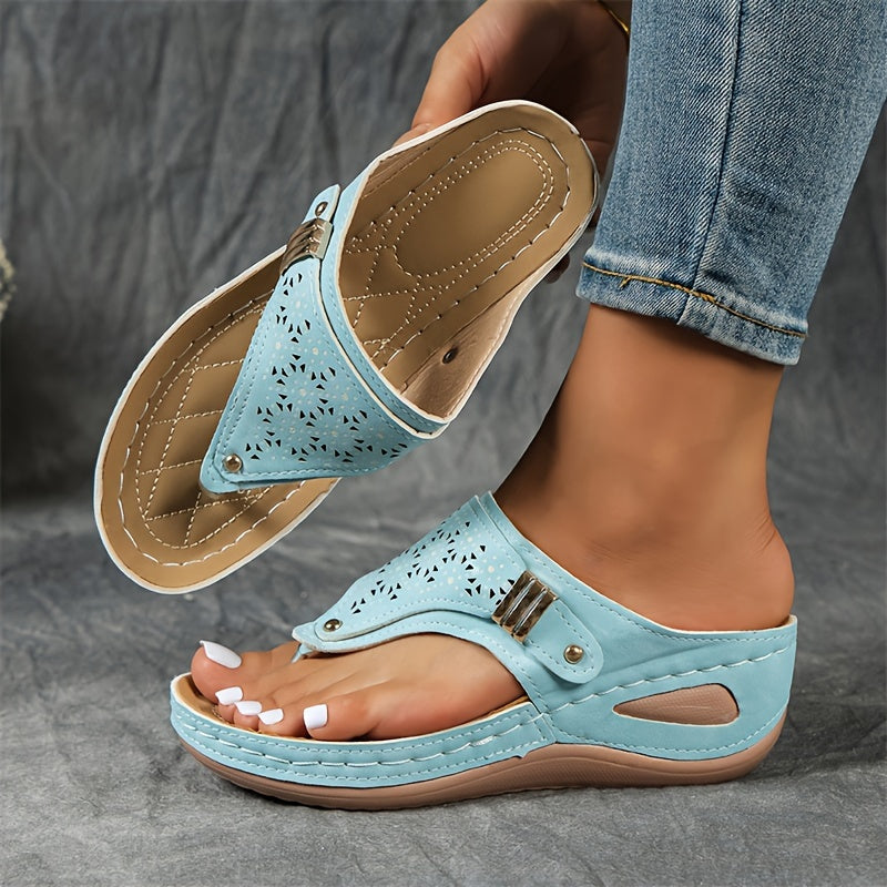 Montarello Women's Beaded Platform Wedge Thong Sandals