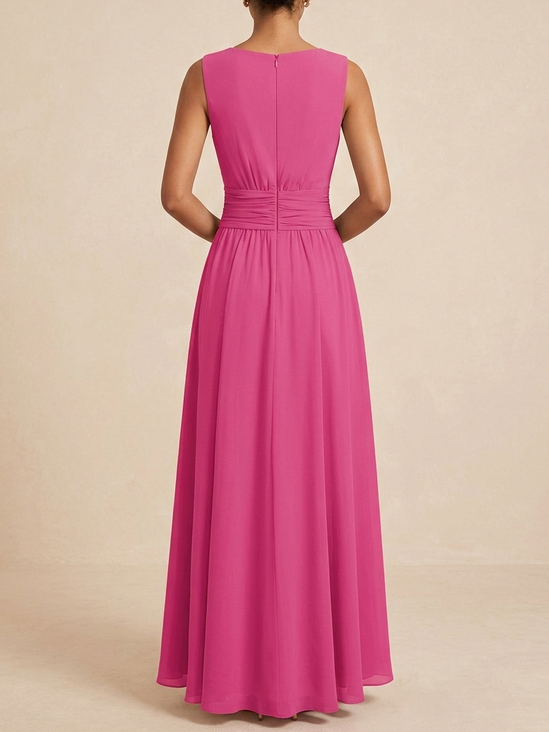 Montarello Women's Chiffon Sleeveless Maxi Dress A-Line