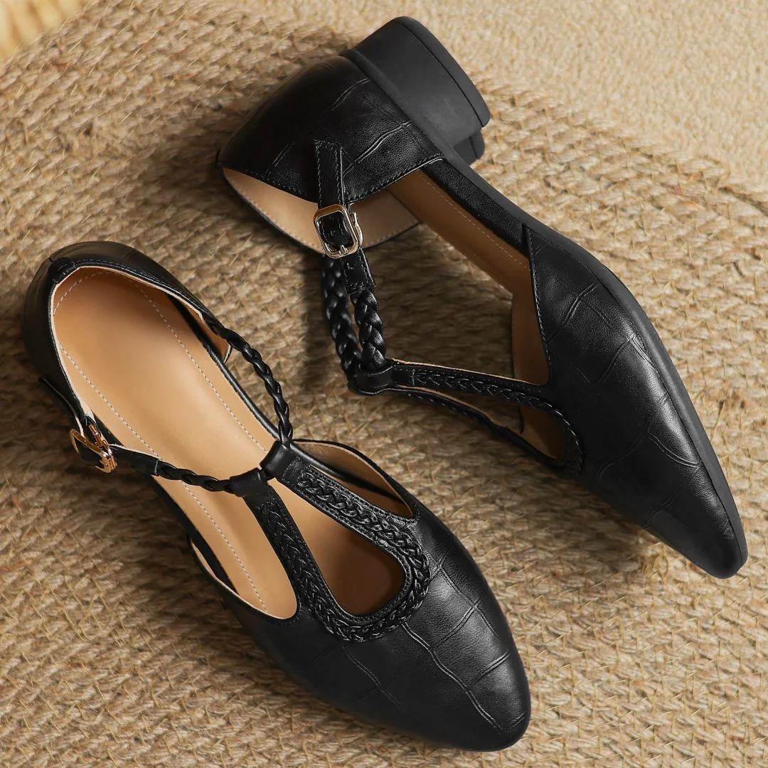 Montarello Women's Pointed Toe Mary Jane Flats