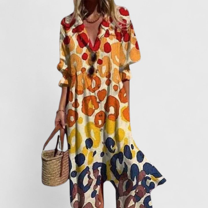 Montarello Women's Boho Print Shirt Dress Maxi