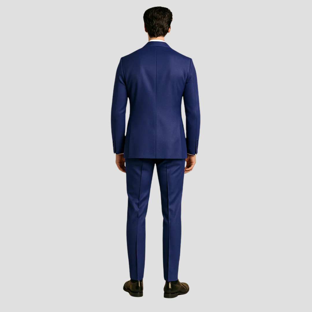 Montarello Men's Slim Fit Tuxedo 3-Piece Suit – Contrast Lapel Blazer Set