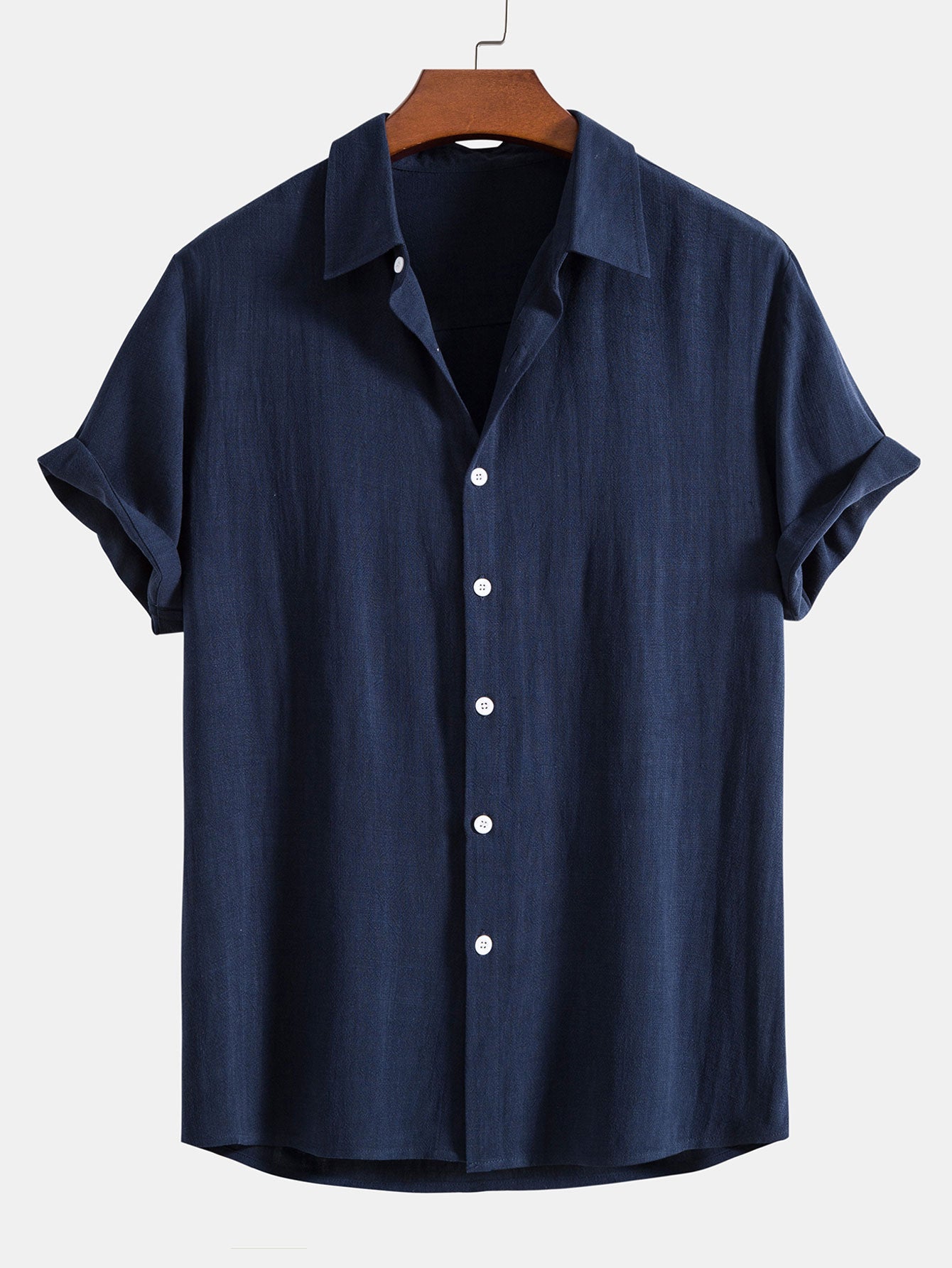 Montarello Men's Linen-Look Short Sleeve Shirt Button-Up