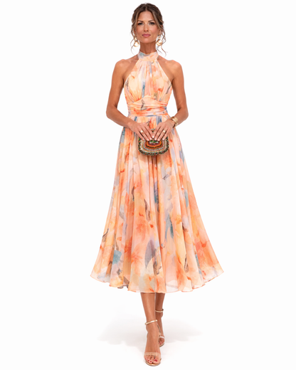 Montarello Women’s Watercolor Halter Maxi Dress