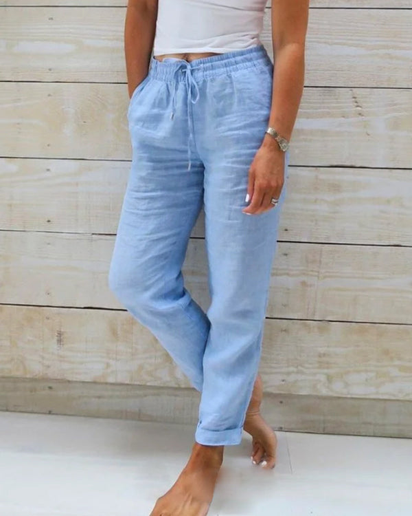Montarello Women's Linen-Look Drawstring Trousers
