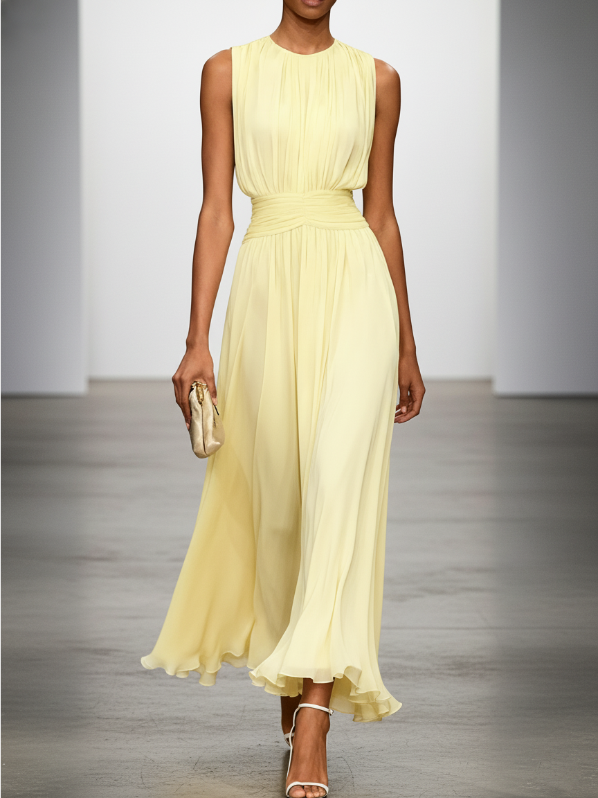 Montarello Women's Chiffon Sleeveless Maxi Dress A-Line